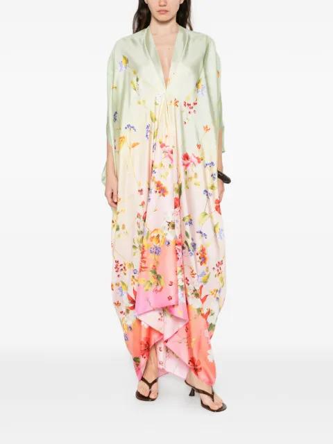 floral V-neck kaftan by ROBERTO CAVALLI