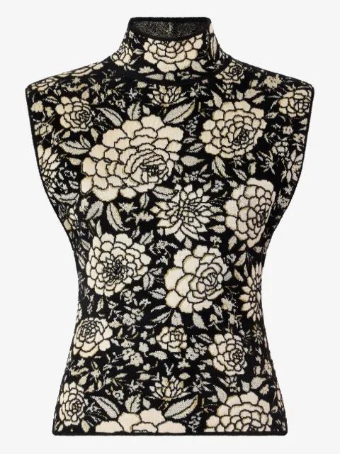 floral-motif high-neck top by ROBERTO CAVALLI