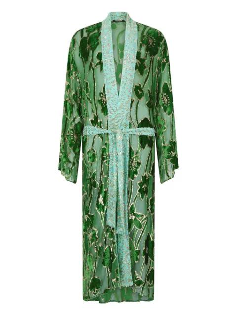 floral-pattern velvet robe by ROBERTO CAVALLI