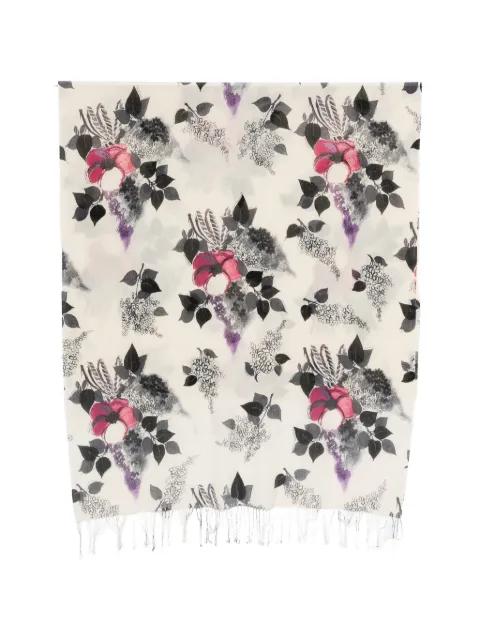 floral-print fringed scarf by ROBERTO CAVALLI