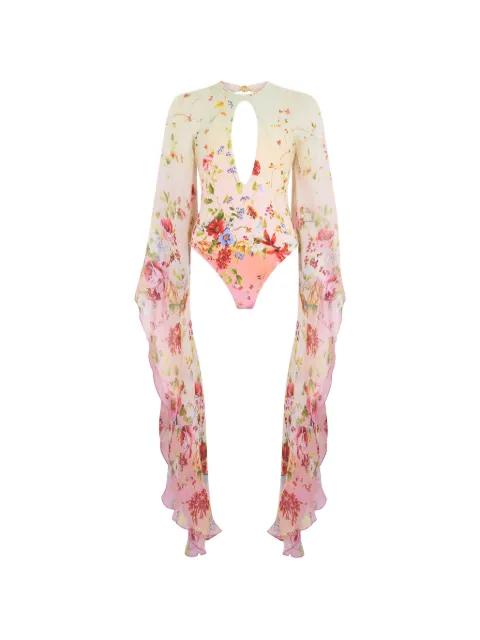 floral print long sleeve swimsuit by ROBERTO CAVALLI