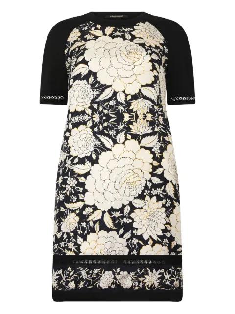 floral-print raglan-sleeve mini dress by ROBERTO CAVALLI