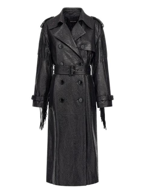 fringed leather trench coat by ROBERTO CAVALLI