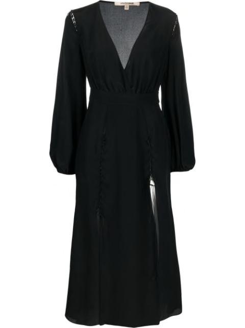 front-slit silk midi dress by ROBERTO CAVALLI