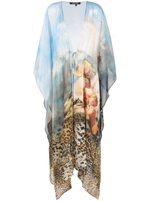 graphic-print silk kaftan by ROBERTO CAVALLI