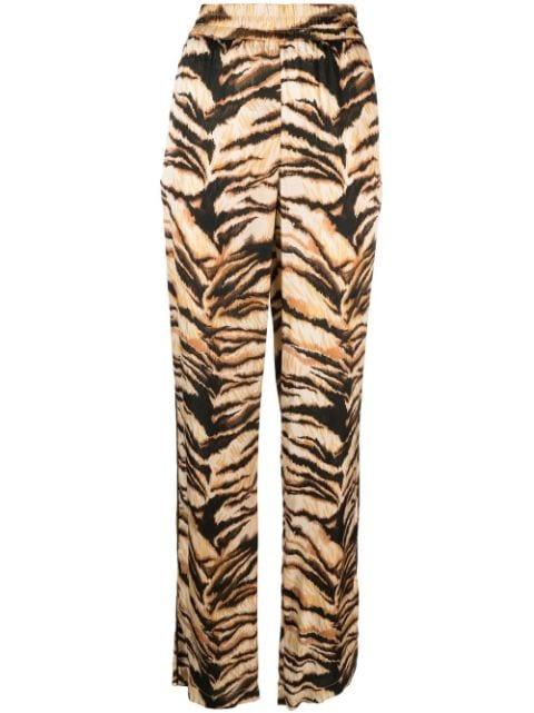 high-waisted tiger-print trousers by ROBERTO CAVALLI