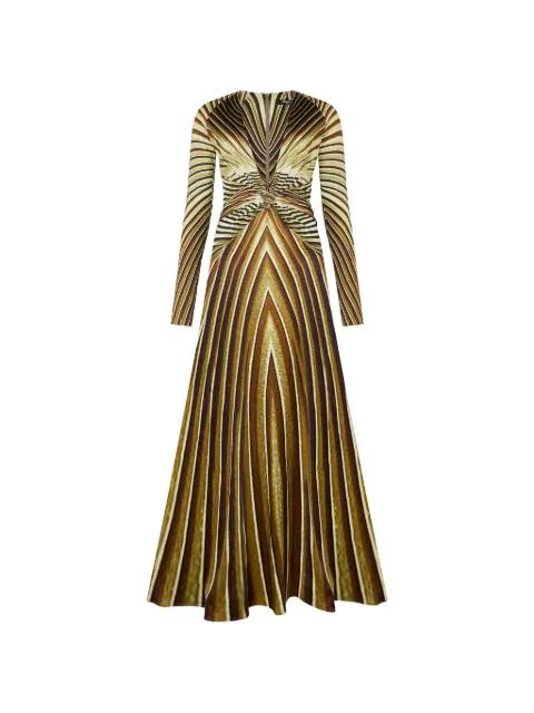 iside-print long-sleeve maxi dress by ROBERTO CAVALLI