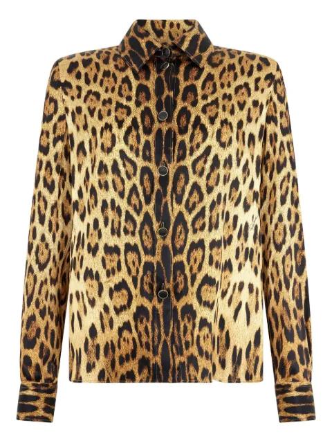 jaguar-print button-up shirt by ROBERTO CAVALLI