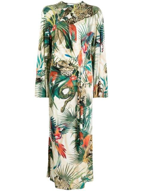 jungle-print wrap dress by ROBERTO CAVALLI