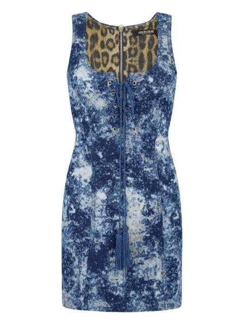 lace-up denim dress by ROBERTO CAVALLI