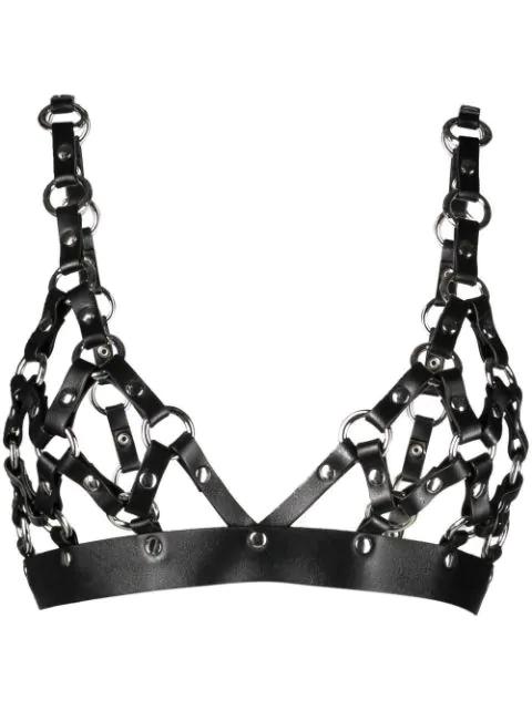 leather harness cropped top by ROBERTO CAVALLI