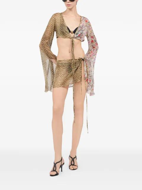 leopard floral sarong by ROBERTO CAVALLI