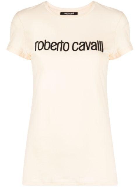 logo-embroidered stretch-cotton T-shirt by ROBERTO CAVALLI