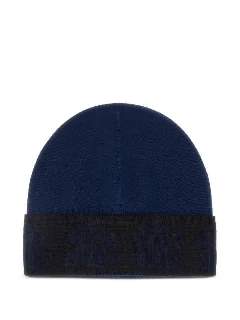 logo-intarsia wool beanie hat by ROBERTO CAVALLI