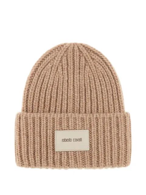 logo-patch ribbed beanie hat by ROBERTO CAVALLI