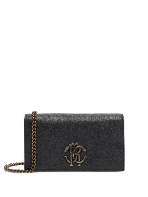 logo-plaque leather clutch bag by ROBERTO CAVALLI