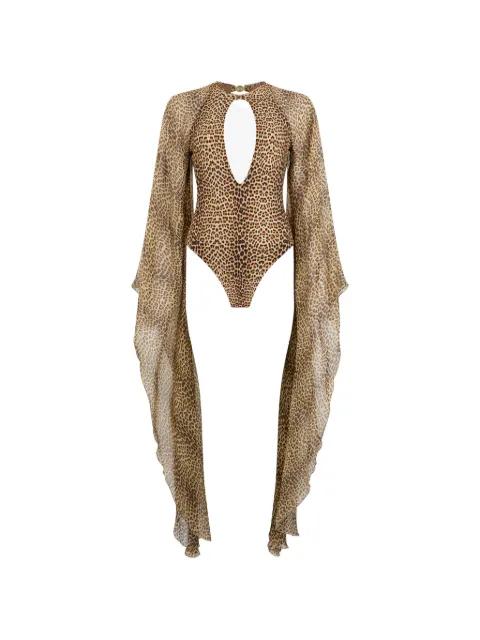 long-sleeve open-back swimsuit by ROBERTO CAVALLI