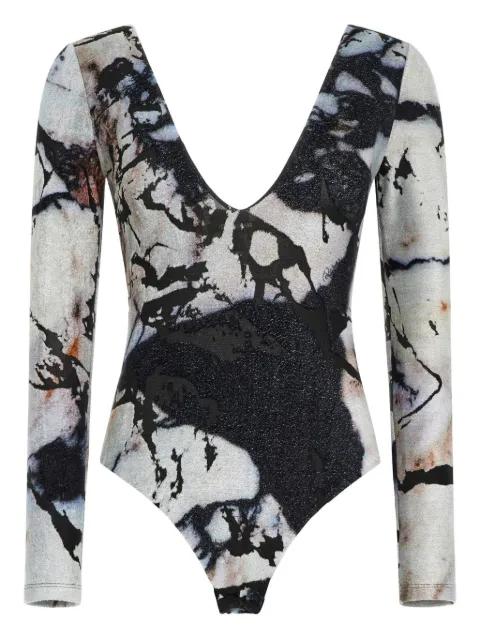 marble-print bodysuit by ROBERTO CAVALLI