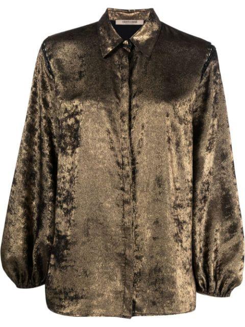 metallic-effect balloon sleeve shirt by ROBERTO CAVALLI