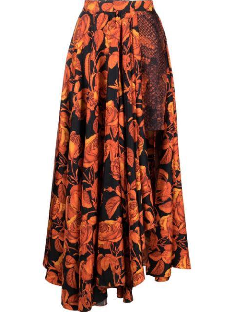 mix-print silk skirt by ROBERTO CAVALLI