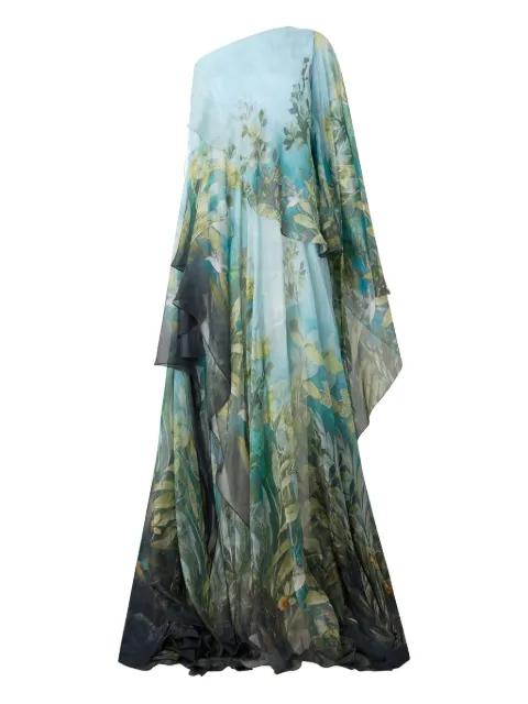 one-shoulder nature-print dress by ROBERTO CAVALLI