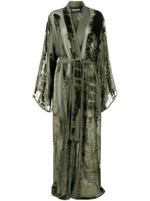 panelled velvet robe coat by ROBERTO CAVALLI