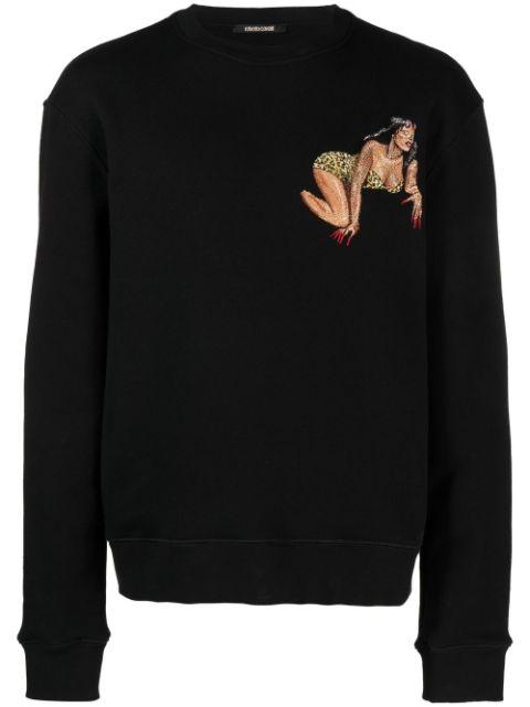 patch-detail cotton sweatshirt by ROBERTO CAVALLI