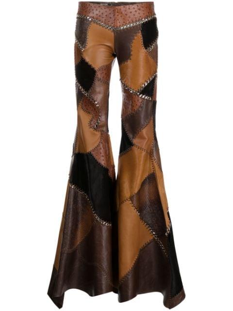 patchwork flared leather trousers by ROBERTO CAVALLI
