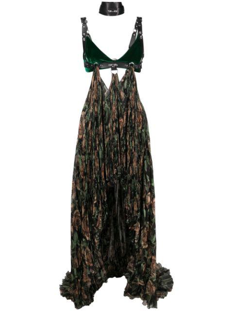 patterned pleated maxi dress by ROBERTO CAVALLI