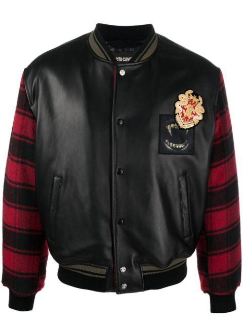 plaid-sleeves bomber jacket by ROBERTO CAVALLI
