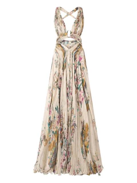 pleated floral-print dress by ROBERTO CAVALLI