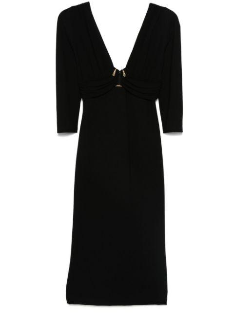 plunging neckline gold detail dress by ROBERTO CAVALLI
