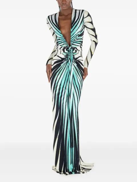 plunging-neckline printed gown by ROBERTO CAVALLI