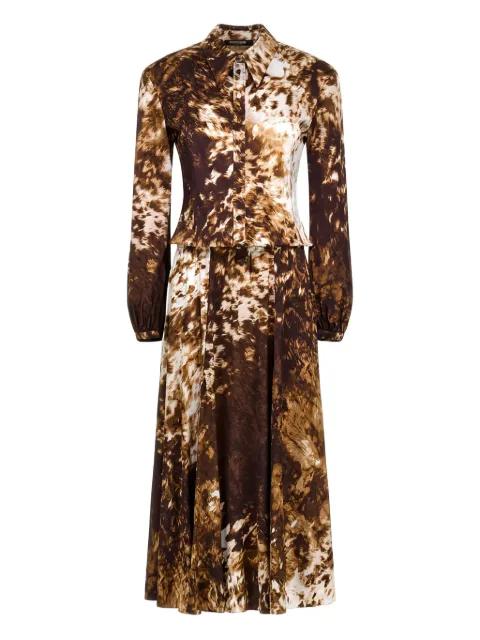 print pleated midi dress by ROBERTO CAVALLI