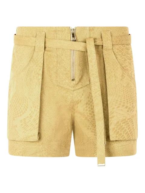 python-print belted shorts by ROBERTO CAVALLI