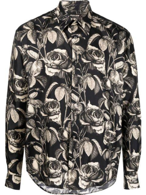 rose-print silk shirt by ROBERTO CAVALLI