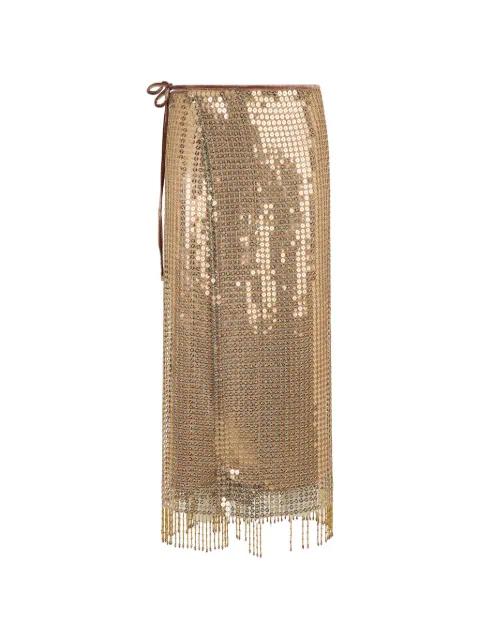 sequin fringed midi skirt by ROBERTO CAVALLI