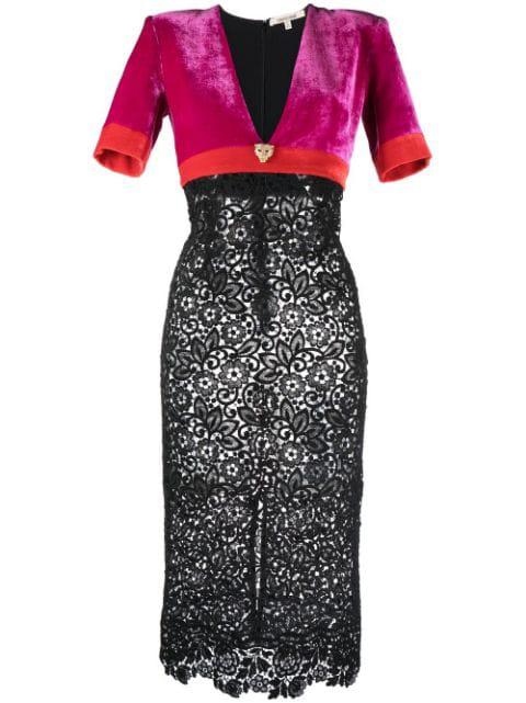 short-sleeved panelled midi dress by ROBERTO CAVALLI