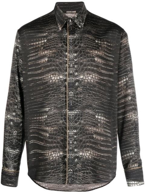 snakeskin-print button-up shirt by ROBERTO CAVALLI