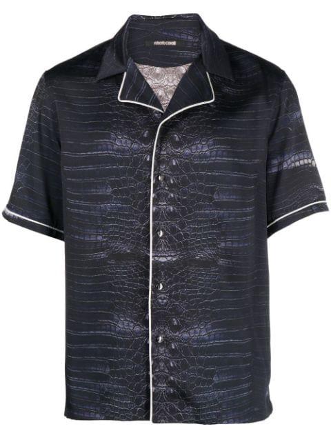 snakeskin-print short-sleeve shirt by ROBERTO CAVALLI