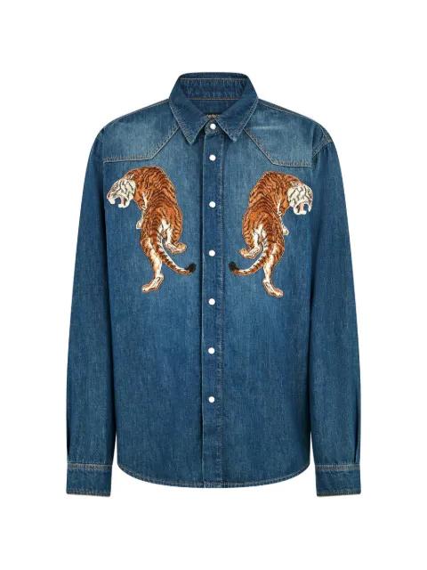 tiger-appliqué shirt by ROBERTO CAVALLI