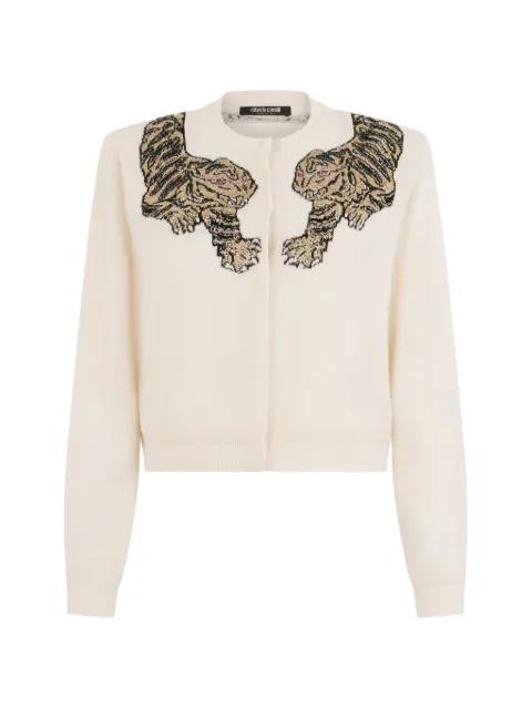 tiger-embellished cardigan by ROBERTO CAVALLI