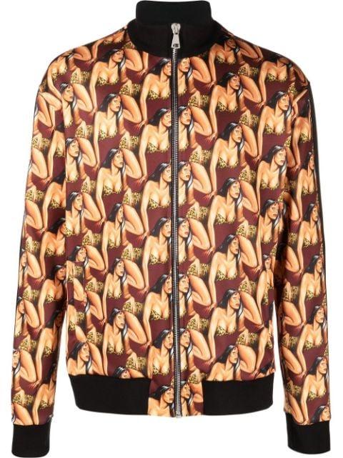 zip-through graphic-print sweatshirt by ROBERTO CAVALLI