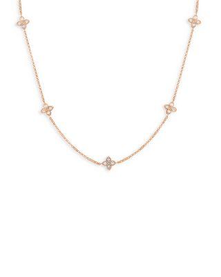 18K Gold Verona Love by the Inch 5 Station Flower Diamond Necklace by ROBERTO COIN