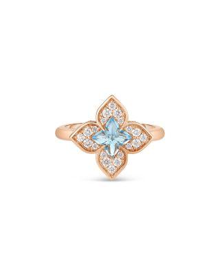 18K Rose Gold Venetian Princess Carnival Colored Stone & Diamond Flower Ring by ROBERTO COIN