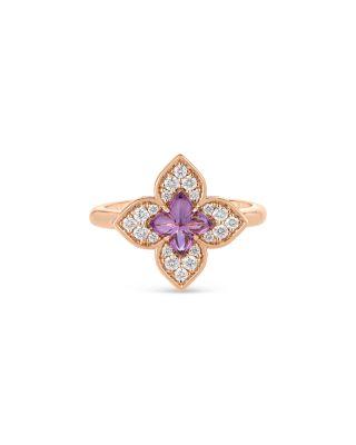 18K Rose Gold Venetian Princess Carnival Colored Stone & Diamond Flower Ring by ROBERTO COIN