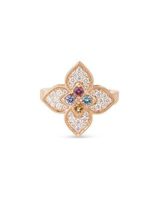 18K Rose Gold Venetian Princess Carnival Multi Gemstone & Diamond Flower Ring by ROBERTO COIN