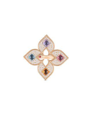 18K Rose Gold Venetian Princess Carnival Multi Gemstone & Diamond Statement Ring by ROBERTO COIN