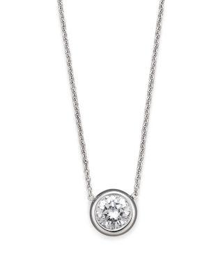18K White Gold Bezel Diamond Solitaire Pendant by ROBERTO COIN