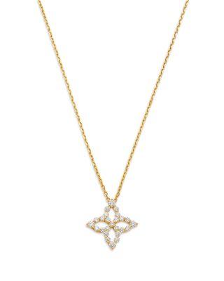 18K White Gold Diamond Flower Outline Pendant Necklace by ROBERTO COIN